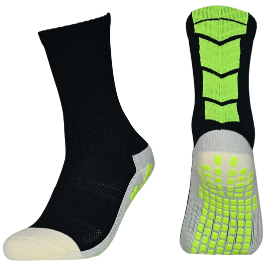 Black-Electric Green Grip Socks